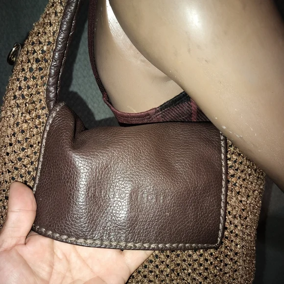 Plinio Visona Brown Straw Woven Shoulder Crossbody Bag. - Picture 10 of 16